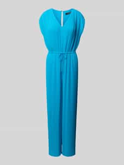 Comma V-hals Geplooide Jumpsuit Blue Dames