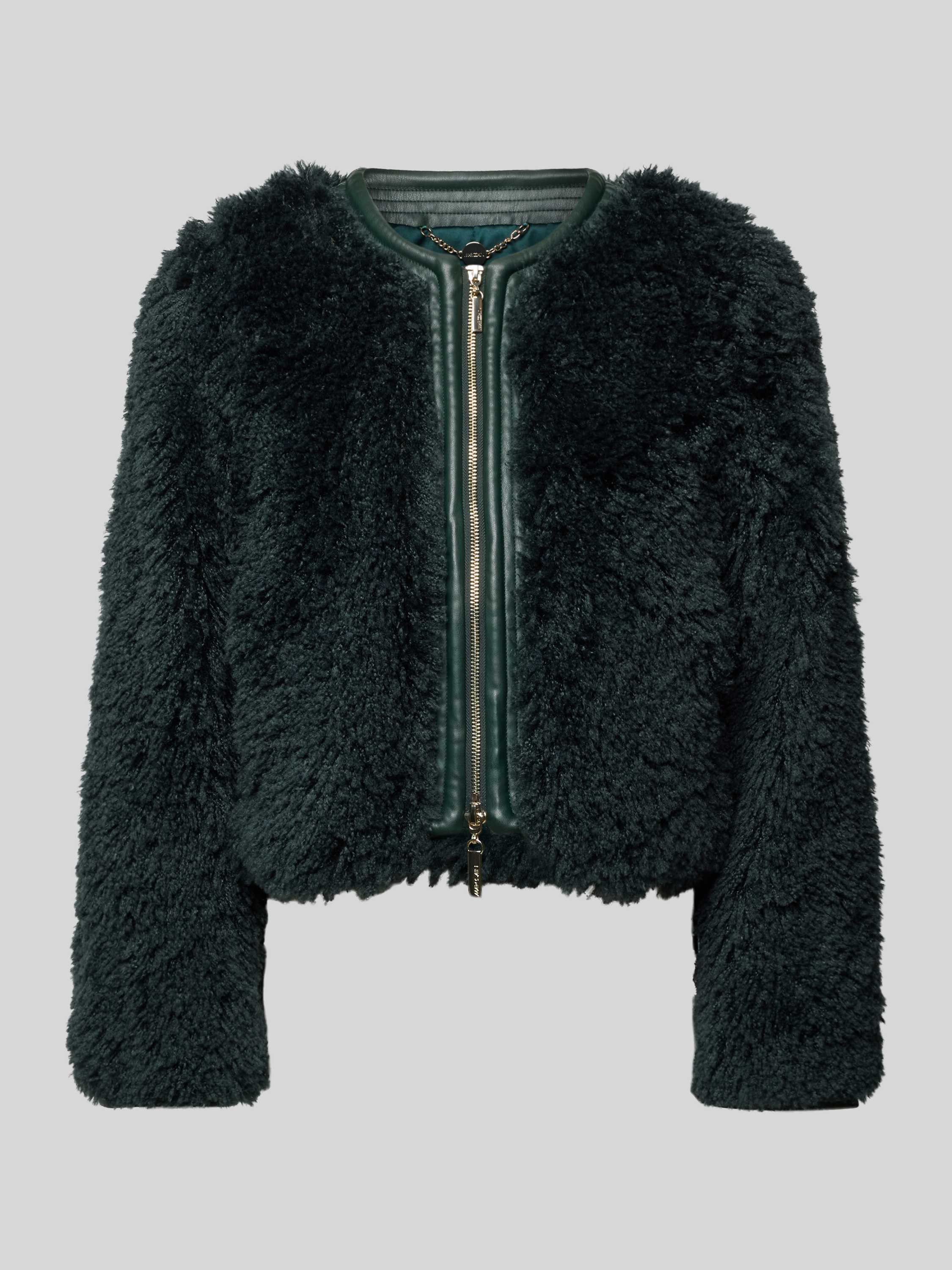 Marc Cain Fluffy outdoorjas met leuk bont Green Dames