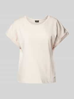 Monari T-shirt met geribde ronde hals