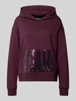 Milano italy Hoodie van viscosemix met kangoeroezak en paillletten