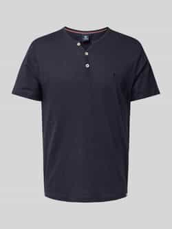 Lerros Henleyshirt serafino-shirt in effen structuurstof