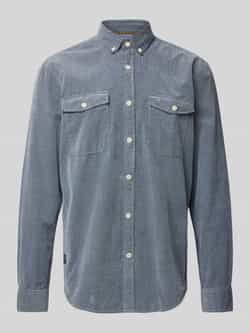 Camel active Corduroy Regular Fit Overhemd met Lange Mouwen Blue Heren