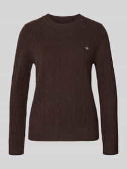 Gant Gebreide pullover met kabelpatroon en labelstitching