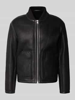 Boss Regular fit leren jack met collegekraag model 'MAFERO'