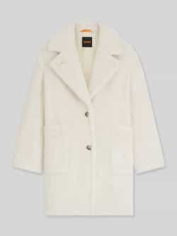 Boss Orange Regular fit lange jas van teddybont met grote zakken model 'CATEDY'