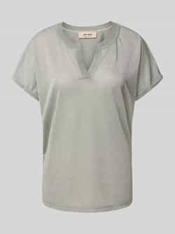 MOS MOSH T-shirt met geribde V-hals model 'KILANA'