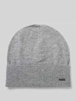 Hugo Boss Metalen Logo Wol Kasjmier Baret Gray Dames