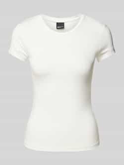Gina Tricot T-shirt met geribde ronde hals