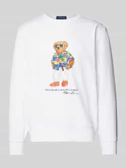 Polo Ralph Lauren Pluche Crew Neck Sweatshirt met Polo Bear Print White Heren