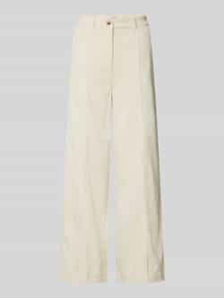 Ichi Wide leg corduroy broek met bandplooien model 'KATE'
