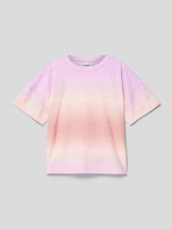 S.Oliver tie-dye T-shirt paars zalm Meisjes Polyester Ronde hals Tie-dye 146 152