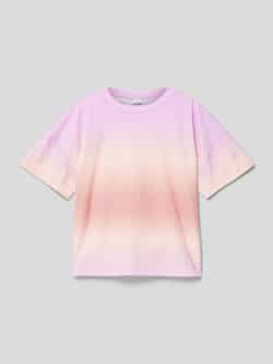 S.Oliver tie-dye T-shirt paars zalm Meisjes Polyester Ronde hals Tie-dye 152