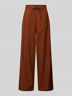Gestuz Wide leg linnen broek met vaste persplooien model 'Leena'