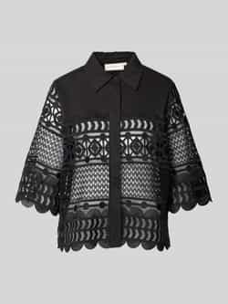Copenhagen Muse Premium Kant Shirt met Verborgen Voorknoppen Black Dames