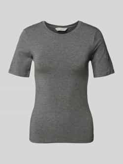 MSCH Copenhagen T-shirt met geribde ronde hals model 'Betrina'