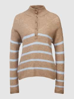 MOS MOSH Gebreide trui met hoge hals en knopen Beige Lichtblauw Beige Dames