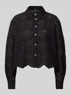 Only Loose fit blouse met lange mouwen van puur katoen met broderie anglaise model 'VALAIS'