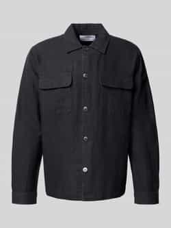 Selected Homme Regular fit linnen overhemdjack met kentkraag model 'LEROY SUN'