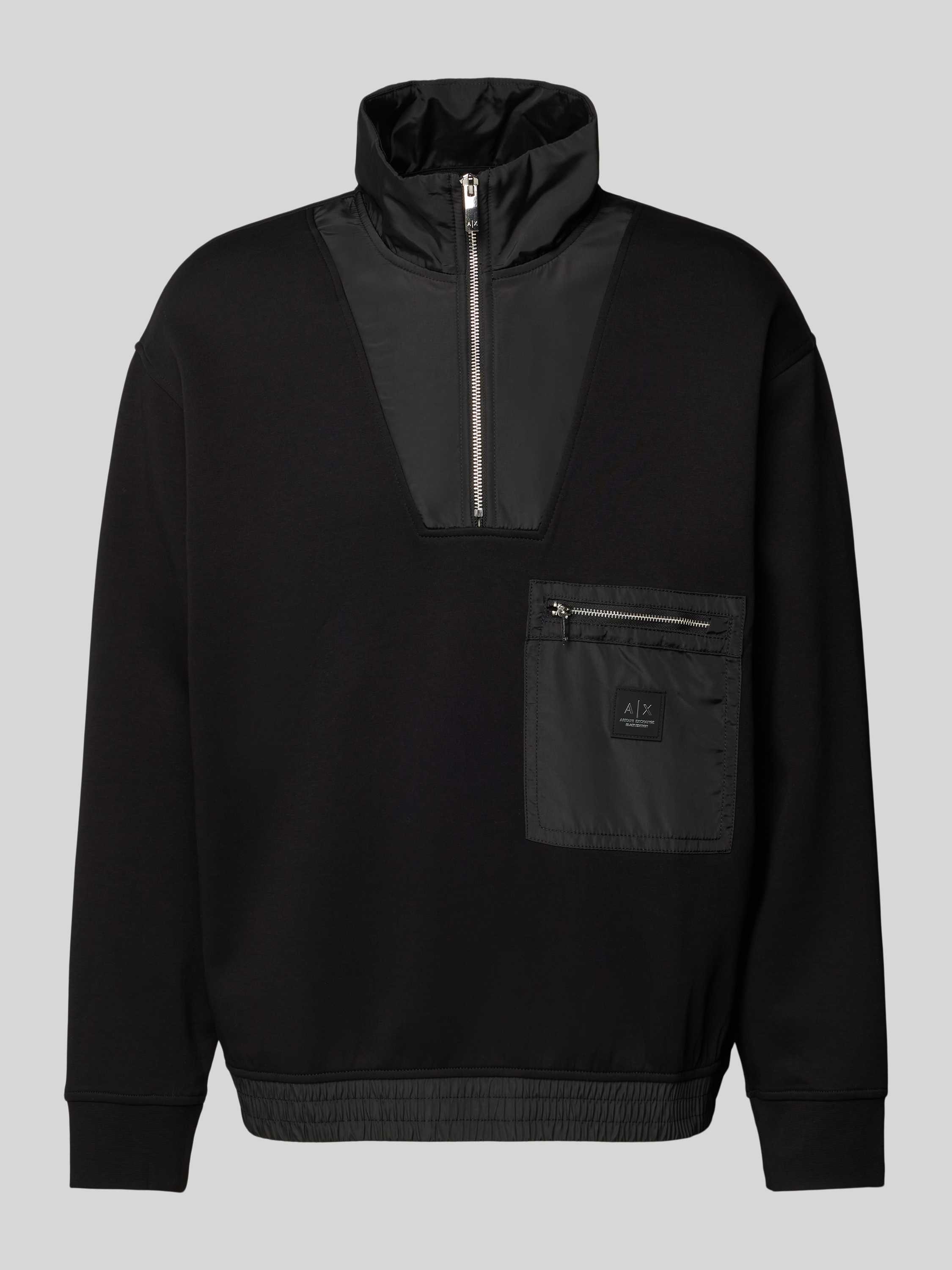 Armani Exchange Zwarte half-zip trui casual herfst winter Black Heren