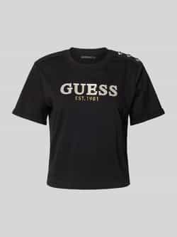 Guess Zwarte Katoenen T-shirt met Korte Mouwen Black Dames