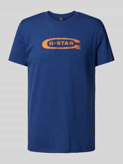 G-Star RAW Distressed Old School Logo T-Shirt Donkerblauw Heren