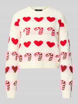 Vero Moda Regular fit kersttrui met ronde hals model 'CANDYHEARTS'