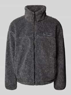 REVIEW Fleecejack met opstaande kraag en labeldetail