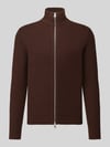 Selected Regular fit gebreid jack van puur katoen model 'DANE' Donkerbruin