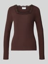 Jake*s Casual Slim Fit Langarmshirt aus Baumwoll-Mix Dunkelbraun