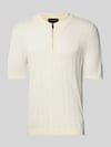 Emporio Armani Body Fit Poloshirt mit kurzem Reißverschluss Offwhite