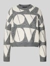 VERO MODA Sweter z dzianiny o kroju regular fit z dodatkiem wełny model ‘LOVE’ Jasnoszary melanż