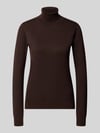ICHI Slim Fit gebreide pullover van viscosemix model 'IHLULS' Donkerbruin