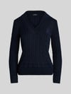 Lauren Ralph Lauren Regular Fit Pullover aus Baumwoll-Mix mit Logo-Stitching Marine