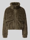 ONLY Loose fit fleecejack met opstaande kraag model 'ANNA CONTACT' Olijfgroen