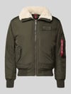 Alpha Industries Bomberjacke mit Label-Patch und Kentkragen Dunkelgruen