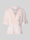 Neo Noir Blusenshirt mit Häkelspitze Modell 'Evienne' Pink