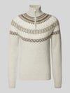 MCNEAL Regular Fit Troyer aus Woll-Mix Kitt Melange