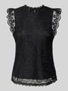 PIECES Shaped Fit Blusentop mit Spitzenbesatz Modell 'OLLINE' Black