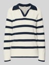 Stefanel Gestreifter Pullover mit Polokragen Marine