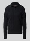 Tommy Hilfiger Relaxed Fit Troyer aus reiner Wolle BLACK