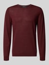 MAERZ Muenchen Regular Fit Strickpullover mit Rundhalsausschnitt Dunkelrot
