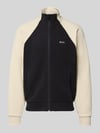BOSS Green Regular Fit Sweatjacke aus Baumwoll-Mix Dunkelblau