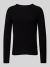 REVIEW Strickpullover mit geripptem Rundhalsausschnitt Black