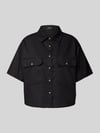 OPUS Relaxed fit blouse met paspelzakken op de borst, model 'Fringo' BLACK