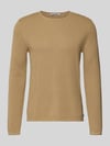 REVIEW Basic Gebreide pullover met Ronde hals en gerolde boorden Taupe