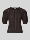 Jake*s Casual Strickshirt mit Rundhalsausschnitt und Wellensaum Dunkelbraun