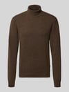 Casual Friday sweter z golfem o kroju slim fit z mieszanka wełny model 'Karl' Ciemnobrązowy