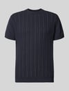 Lindbergh T-Shirt mit Zopfmuster Dunkelblau