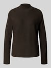 COMMA Strickpullover aus Viskose-Mix mit Stehkragen Dunkelbraun