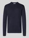 Selected Sweter z dzianiny o kroju regular fit z czystej bawełny model ‘DANE’ Granatowy
